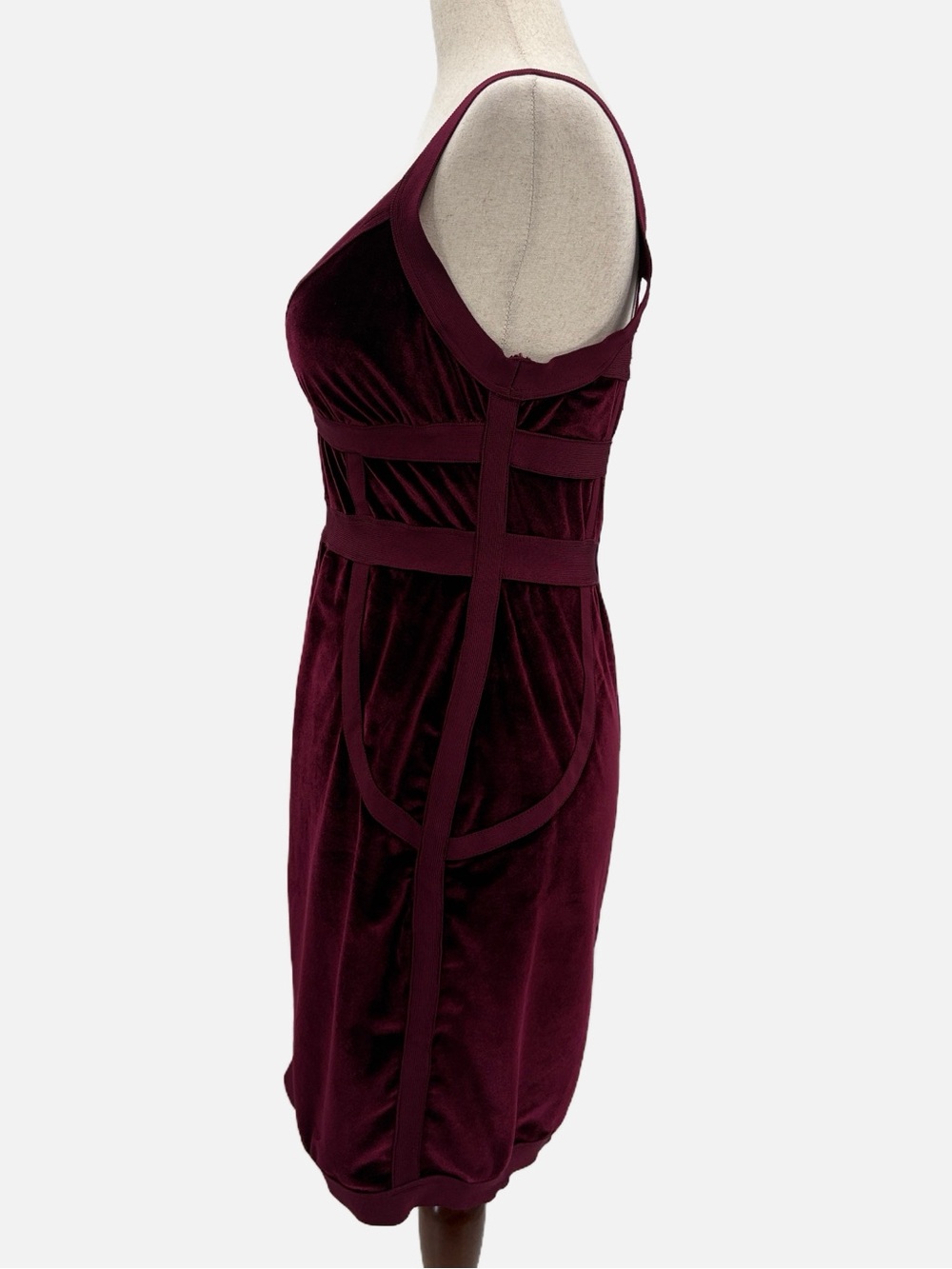 House of CB London Carven Mulberry Velvet Panel Mini Dress Size Size Large - Picture 5 of 11
